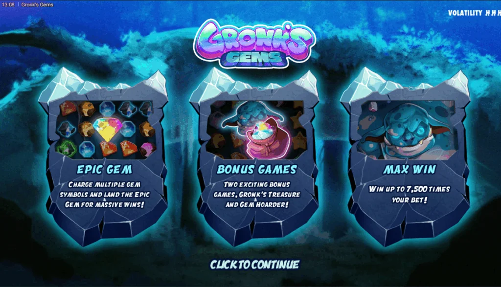 Gronks gems slot game screenshot