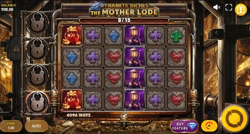 Dynamite Riches The Mother Lode slot features and rtp
