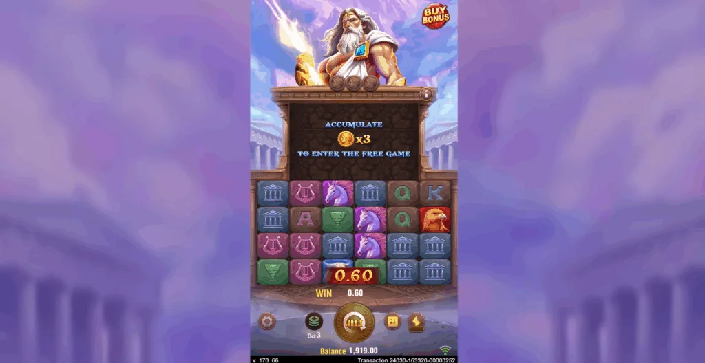 Zeus slot features and rtp