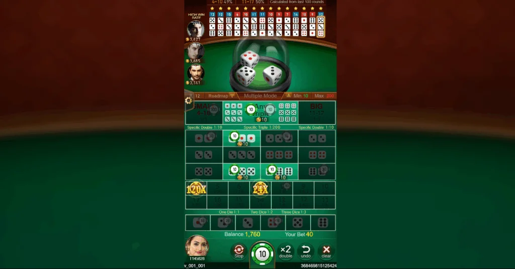 Sic Bo slot features and rtp