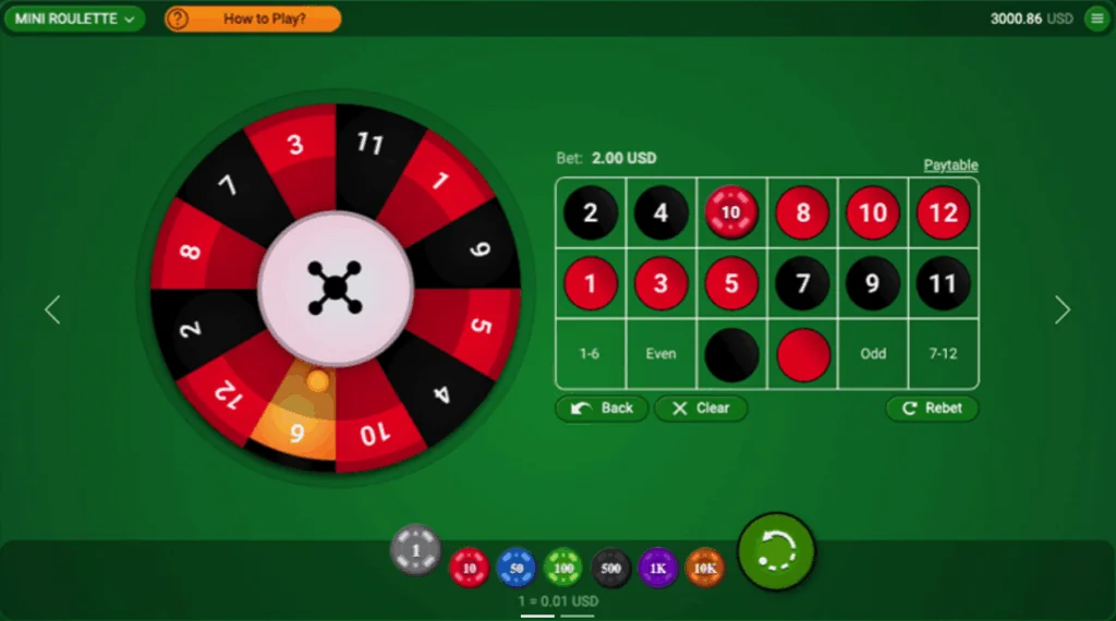 Mini Roulette slot game screenshot