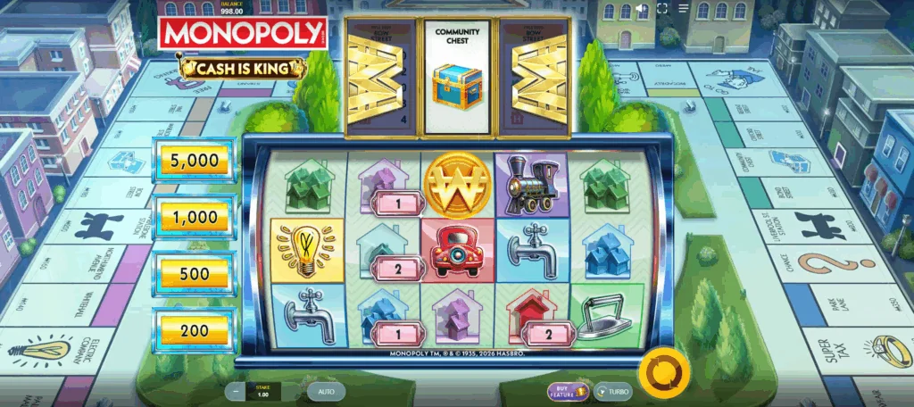 Monopoly Cash Is King slot features and rtp