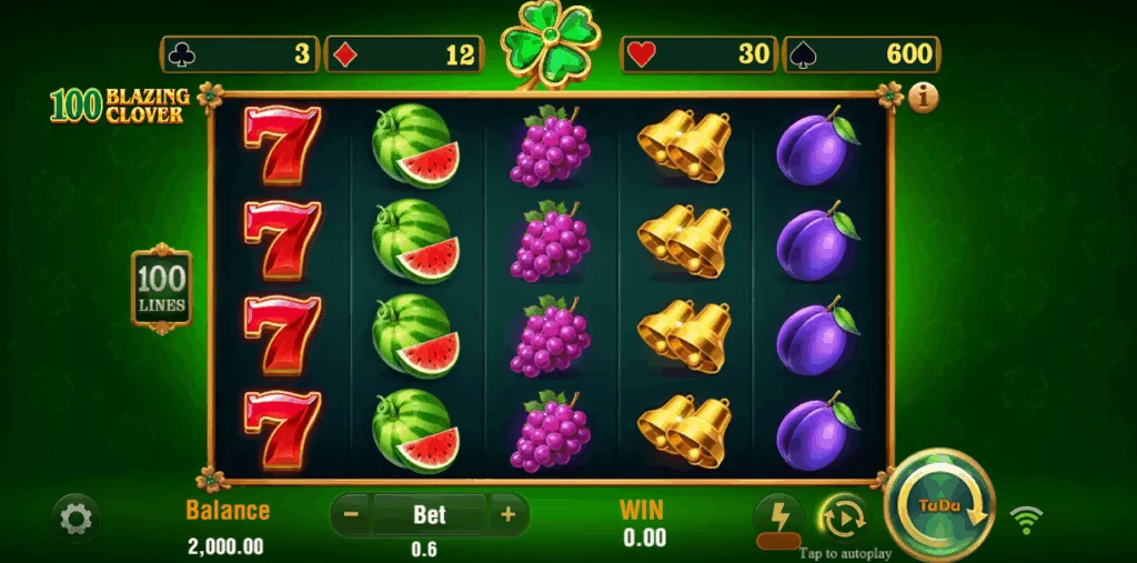 100 Blazing Clover slot features and rtp