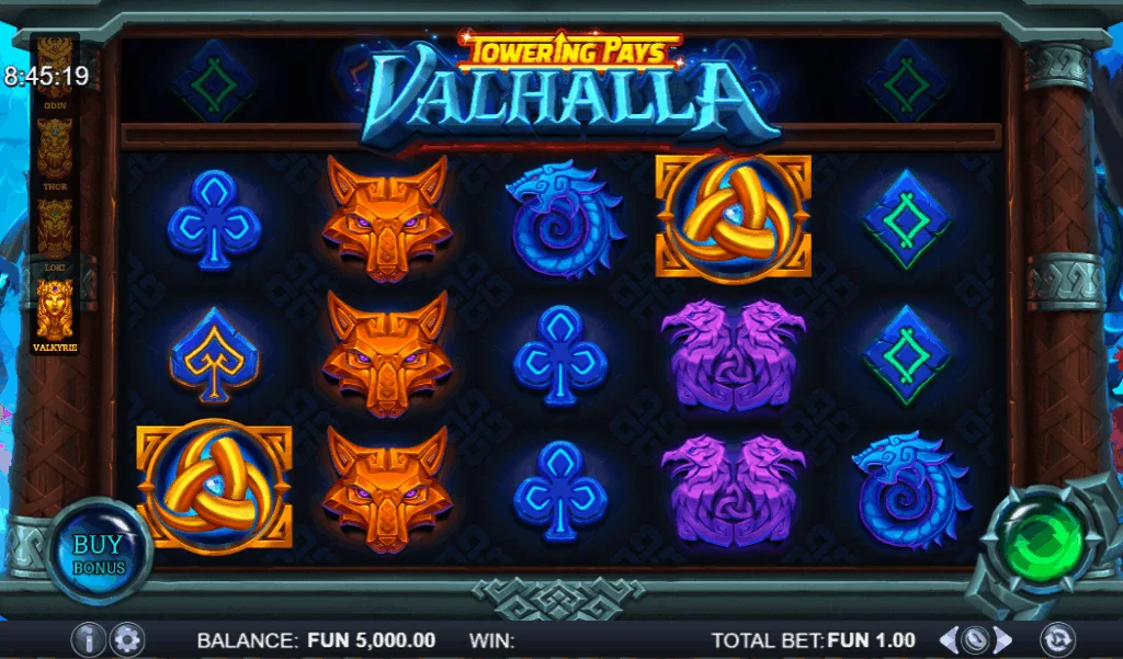 Towering Pays Valhalla slot features and rtp