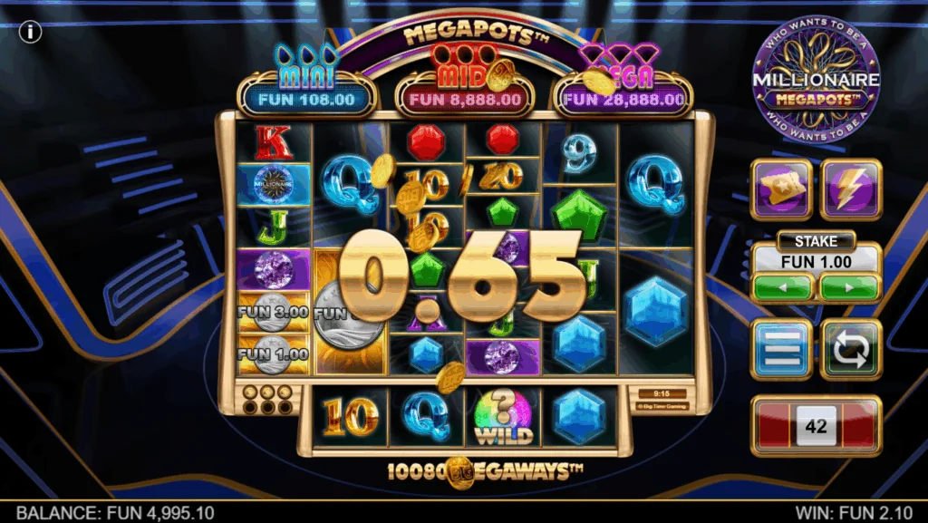 Millionaire Megapots slot features and rtp