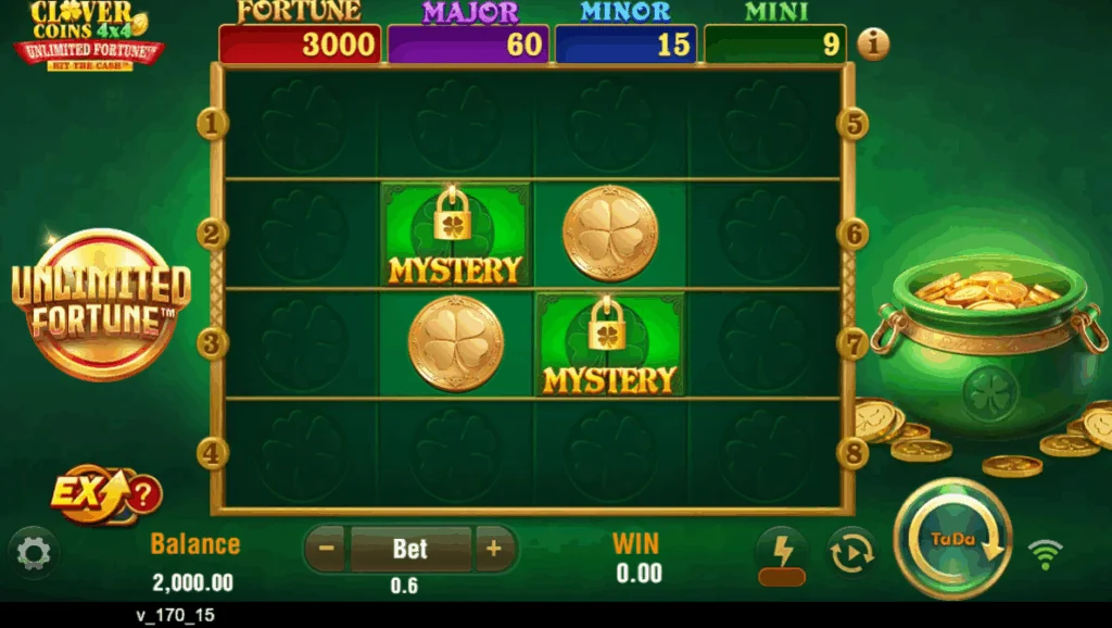 Clover Coins 4x4 slot features and rtp