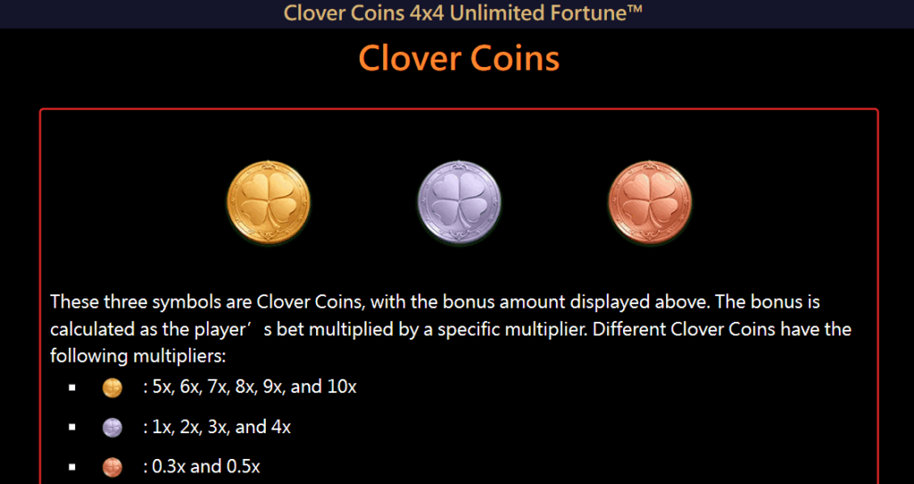 how to play Clover Coins 4x4 slot game