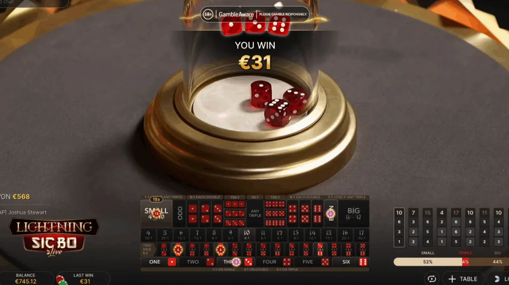 how to play Lightning Sic Bo game