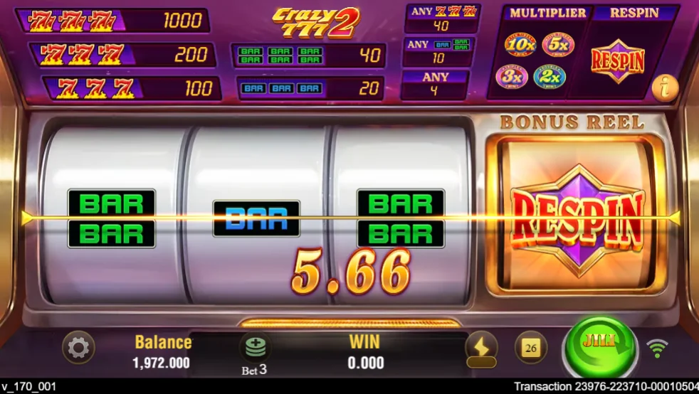 Crazy 777 2 slot features and rtp