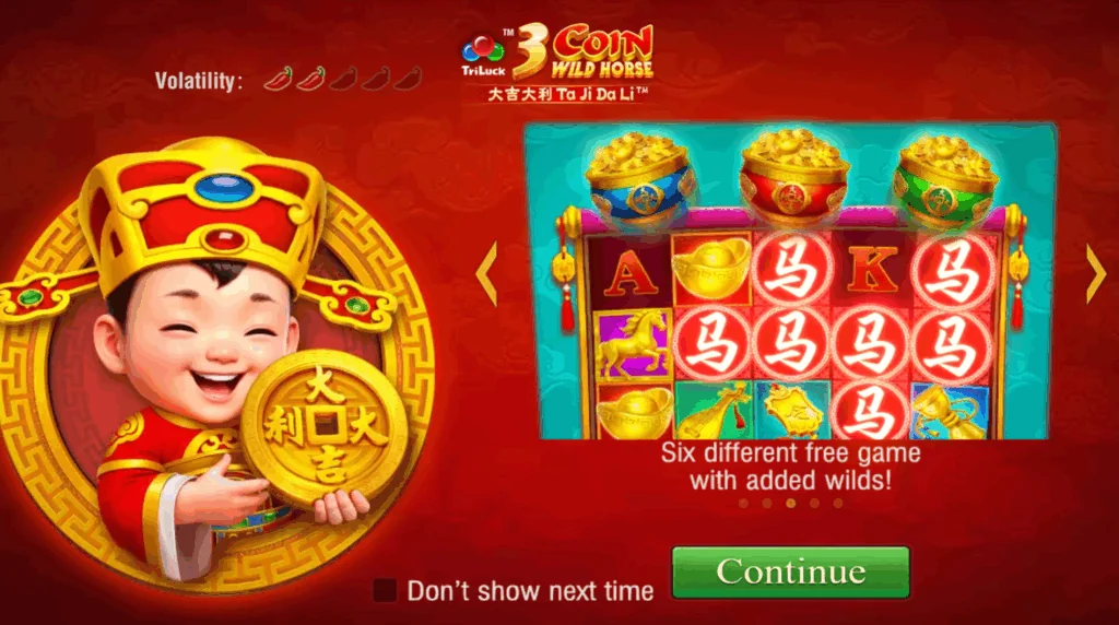 3 Coin Wild Horse slot game screenshot