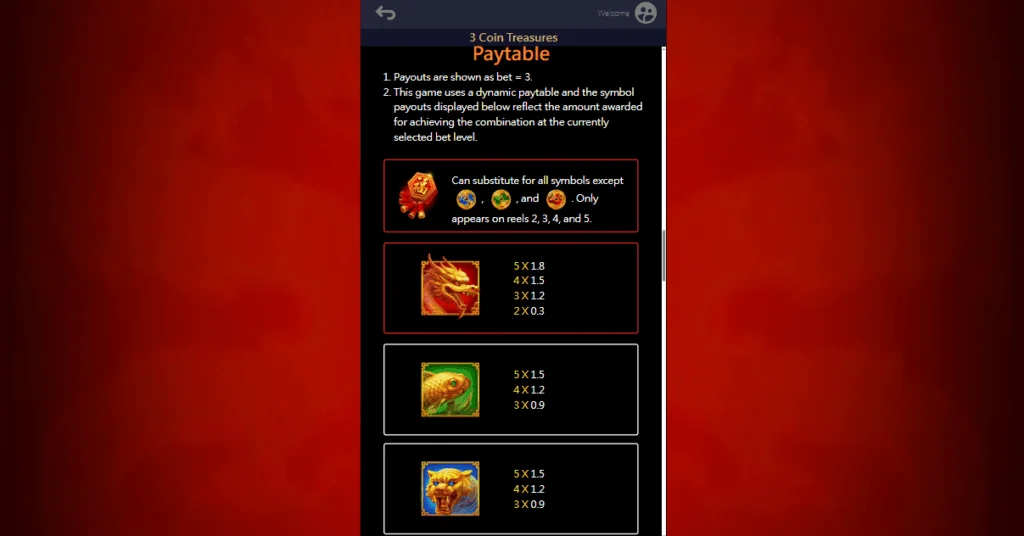 how to play 3 Coin Treasures slot game