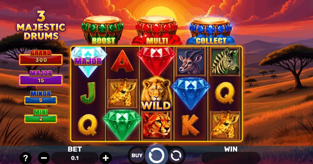3 Majestic Drums slot game screenshot