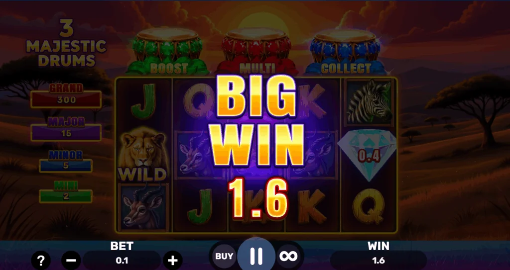 3 Majestic Drums slot features and rtp