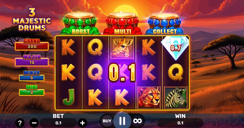 how to play 3 Majestic Drums slot game