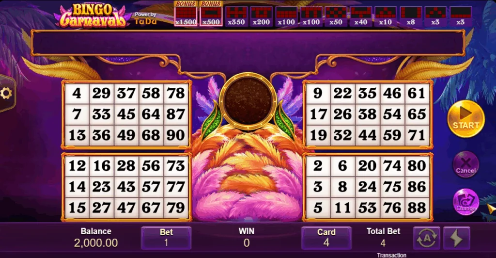 Bingo Carnaval slot features and rtp