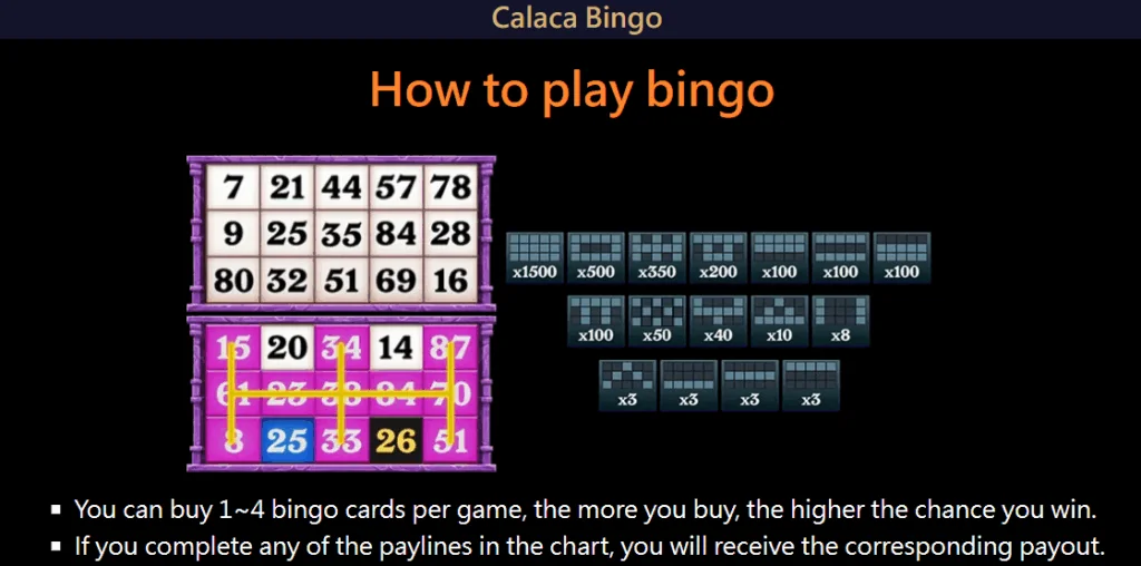 how to play Calaca Bingo slot game