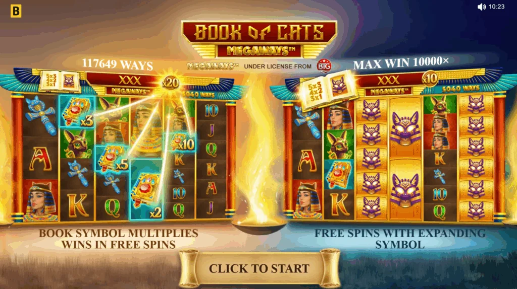 Book of Cats Megaways slot game screenshot