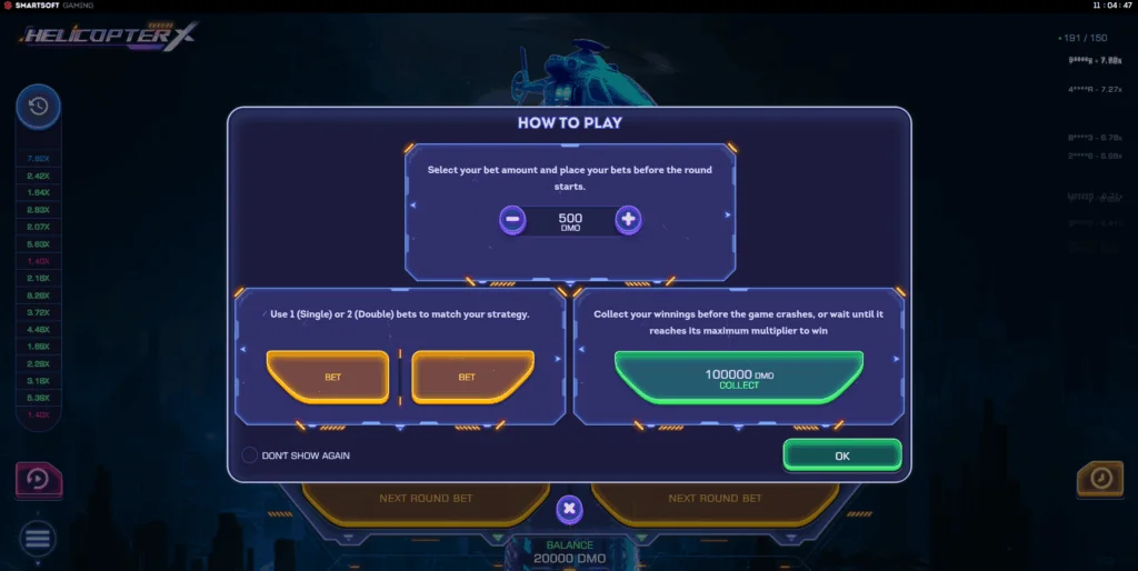 how to play Helicopter X slot game