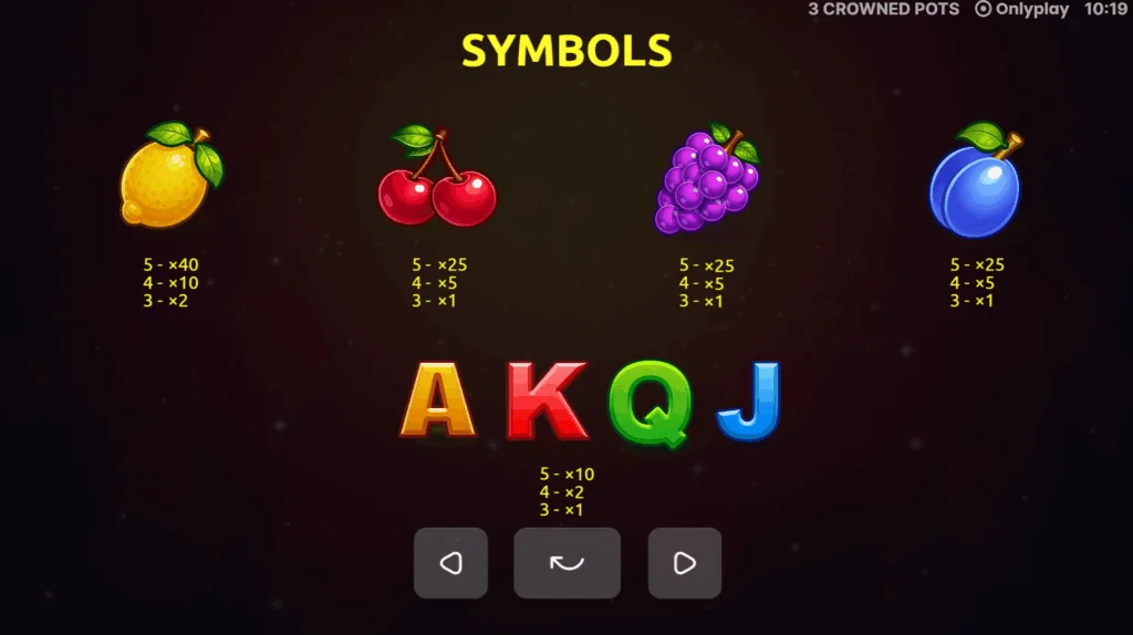 how to play 3 Crowned Pots slot game