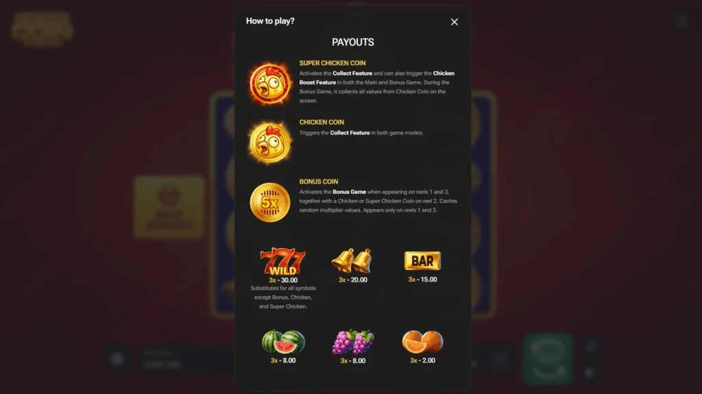 how to play Chicken Coin slot game
