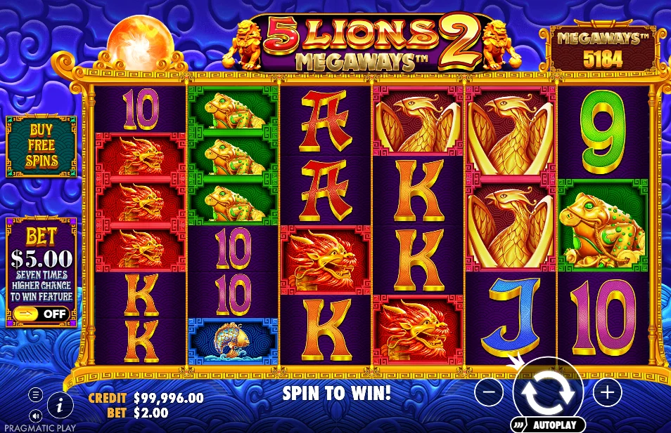 5 Lions Megaways 2 slot game screenshot