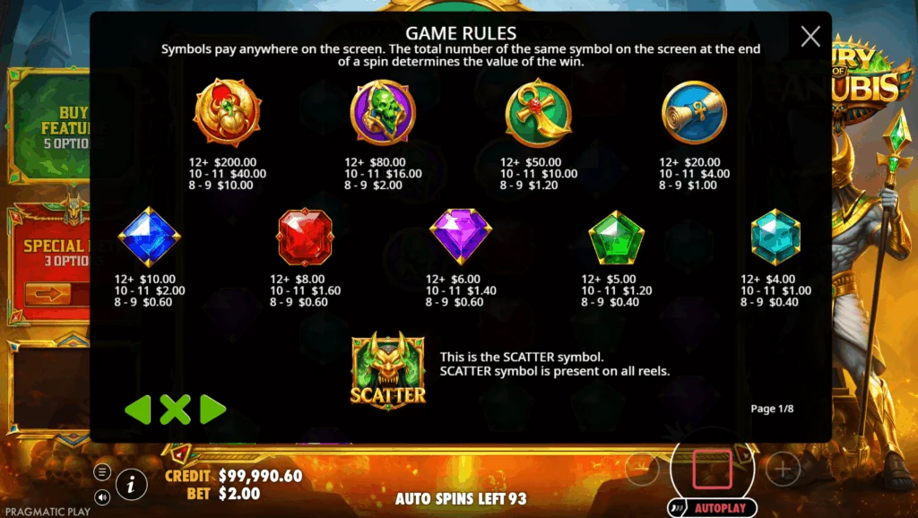 how to play Fury of Anubis slot game