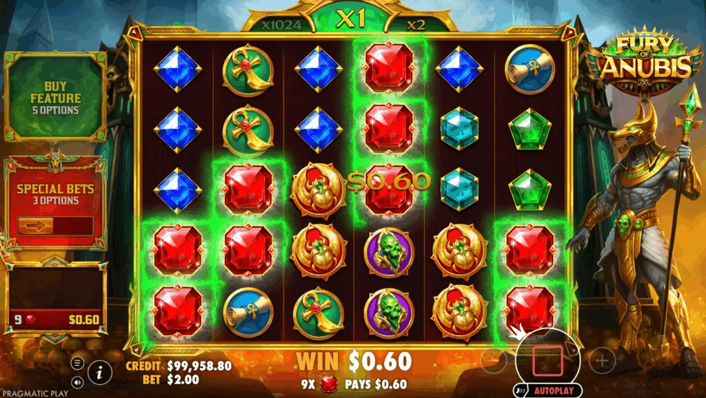 Fury of Anubis slot features and rtp